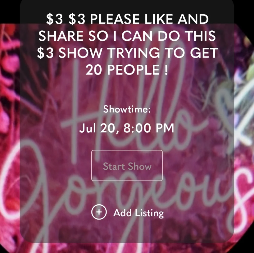 PLEASE LIKE AND SHOW TRYING TO GET AT LEAST 20 PEOPLE $3 $3 - Picture 1 of 1